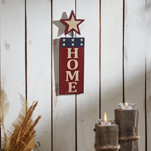 "Home" Firecracker Wall Decor - 16x5" - Primitive Star Quilt Shop