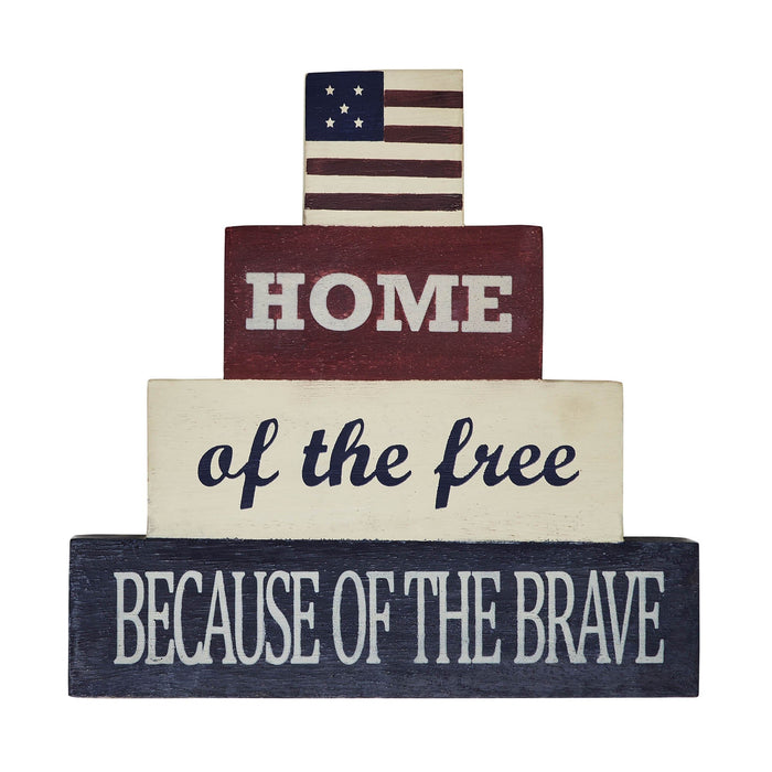 Home of the Free Wood Block Stack - Primitive Star Quilt Shop