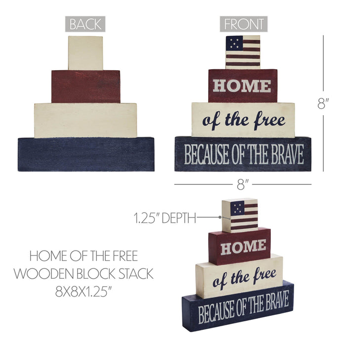 Home of the Free Wood Block Stack - Primitive Star Quilt Shop