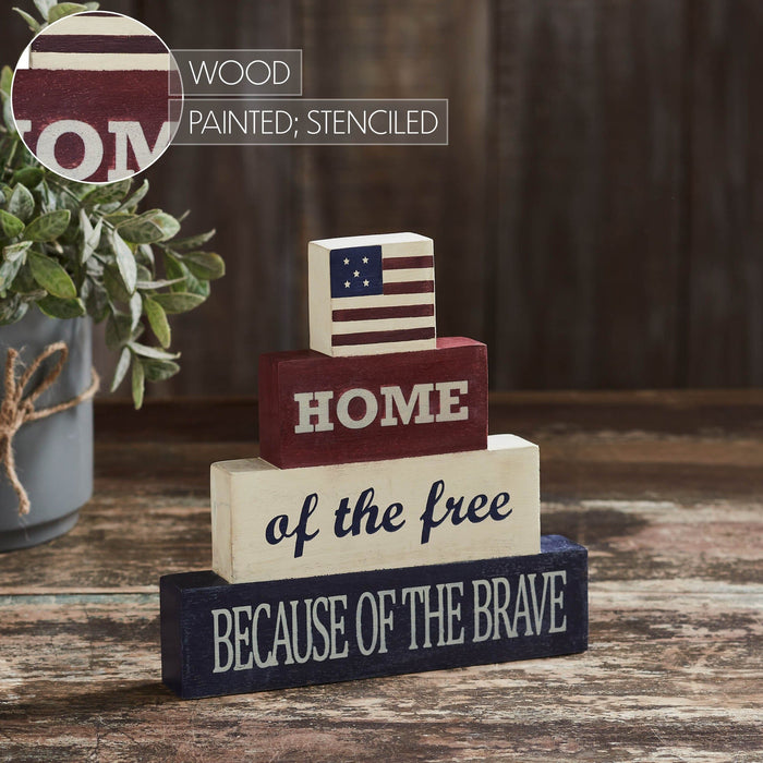 Home of the Free Wood Block Stack - Primitive Star Quilt Shop