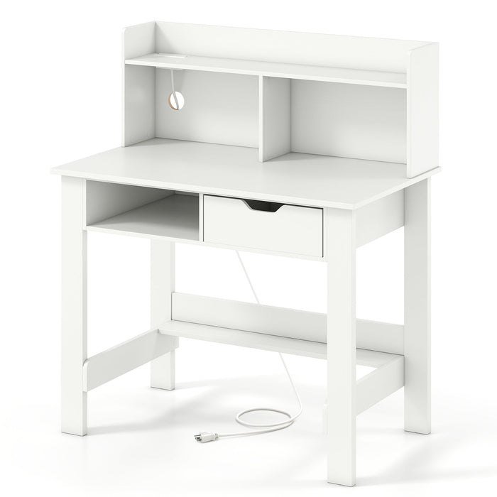 Home Office Computer Desk with Storage Shelves and Drawer