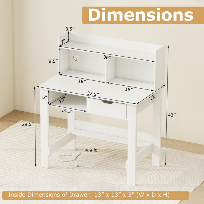 Home Office Computer Desk with Storage Shelves and Drawer