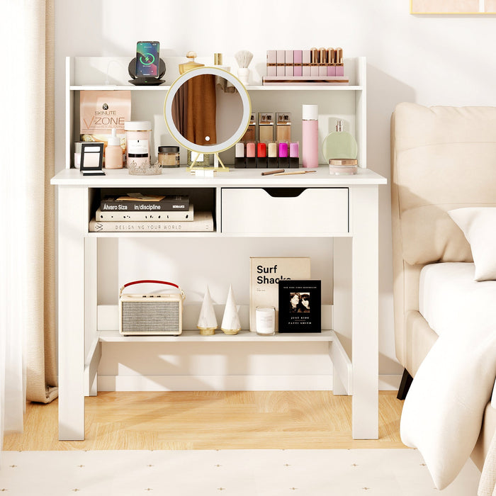 Home Office Computer Desk with Storage Shelves and Drawer