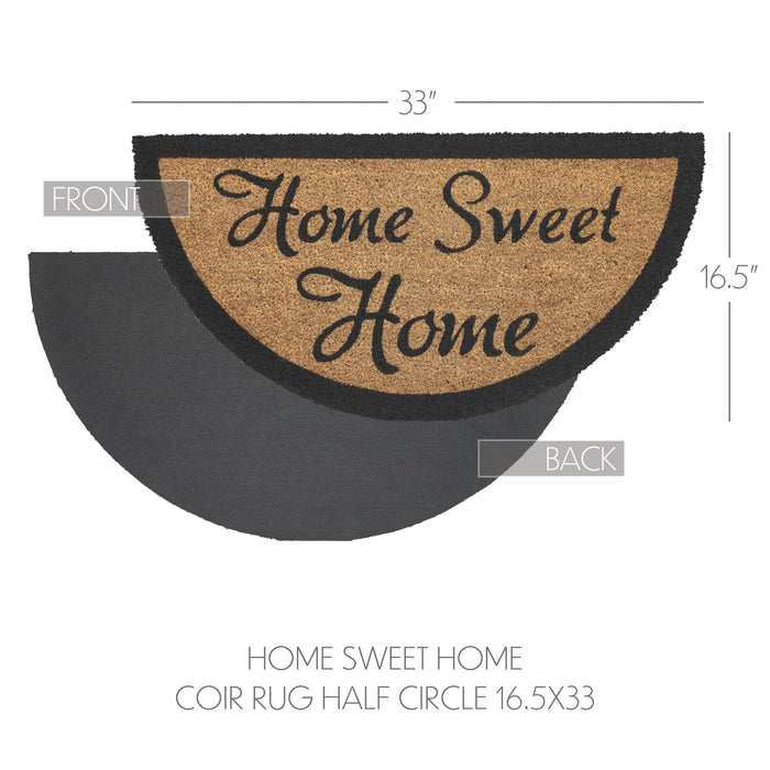"Home Sweet Home" Coir Half Circle Rug 16.5x33" - Primitive Star Quilt Shop