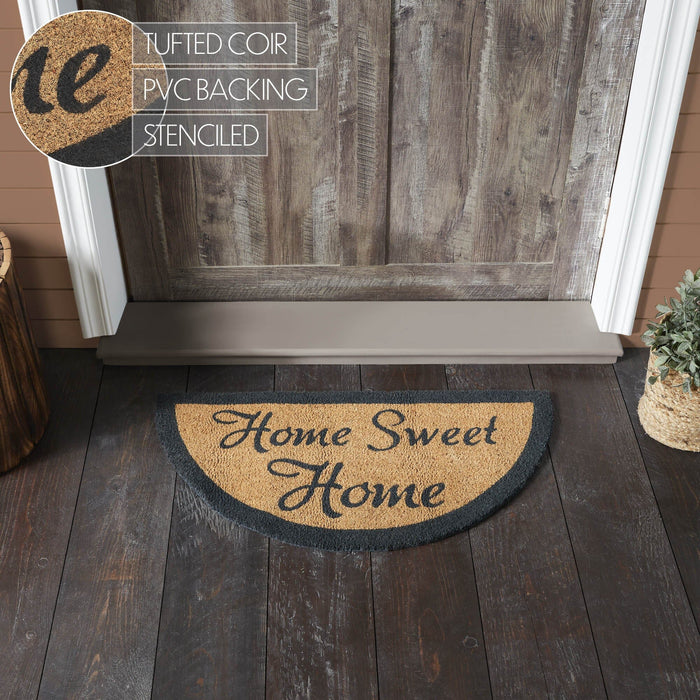 "Home Sweet Home" Coir Half Circle Rug 16.5x33" - Primitive Star Quilt Shop