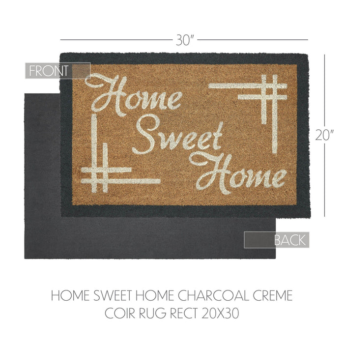 "Home Sweet Home" Coir Rectangle Rug 20x30" - Primitive Star Quilt Shop