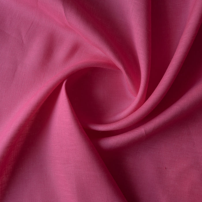 Hot pink 100% linen fabric with lightweight plain weave and smooth drape