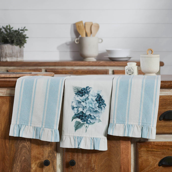 Hydrangea Ruffled Tea Towel - Set of 3 - Primitive Star Quilt Shop