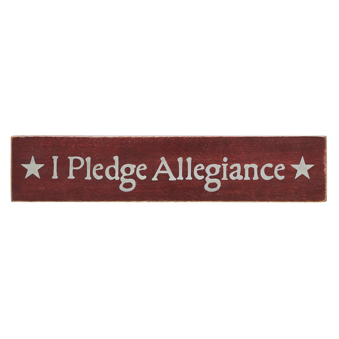 I Pledge Allegiance Red Wood Sign - 2.75x13" - Primitive Star Quilt Shop