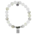 Initially Your's White Chalcedony Bracelet with Letter N Sterling Silver Charm