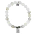 Initially Your's White Chalcedony Bracelet with Letter T Sterling Silver Charm