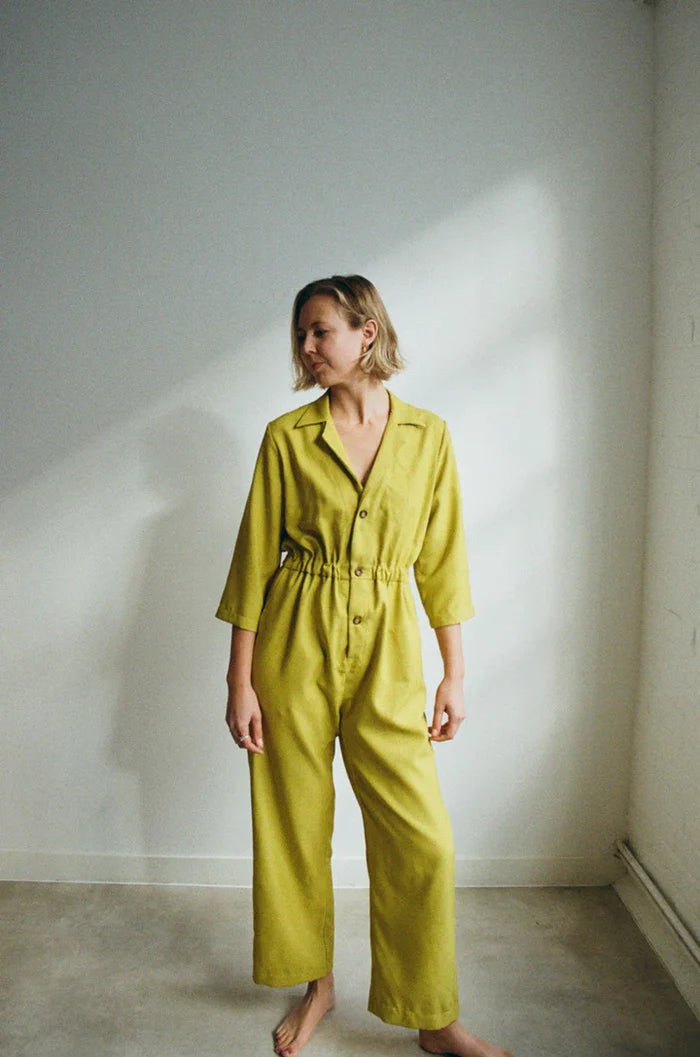 Jesse Jumpsuit sewing pattern, an all-in-one outfit offering true comfort, style, and casual charm, suitable for year-round wear and a best seller.