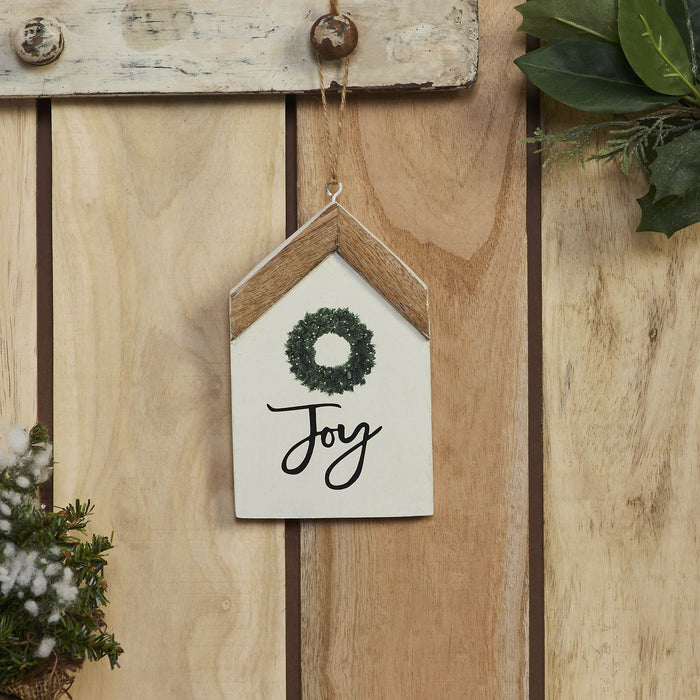 "Joy" Wreath House Ornament - Primitive Star Quilt Shop
