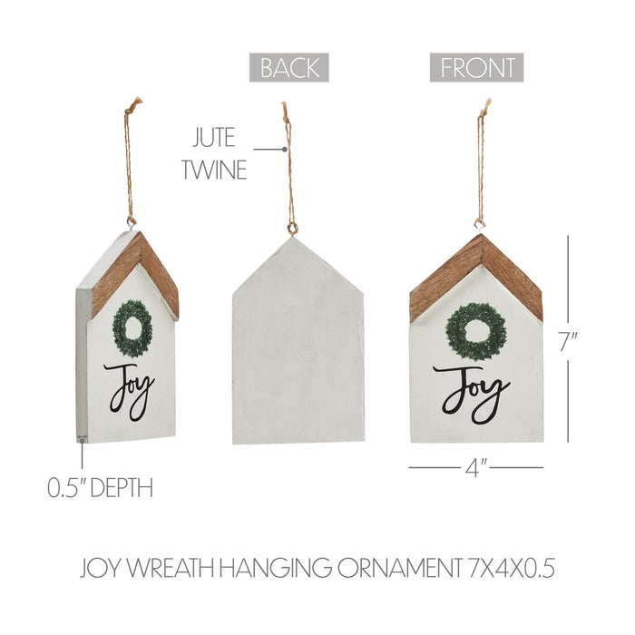 "Joy" Wreath House Ornament - Primitive Star Quilt Shop