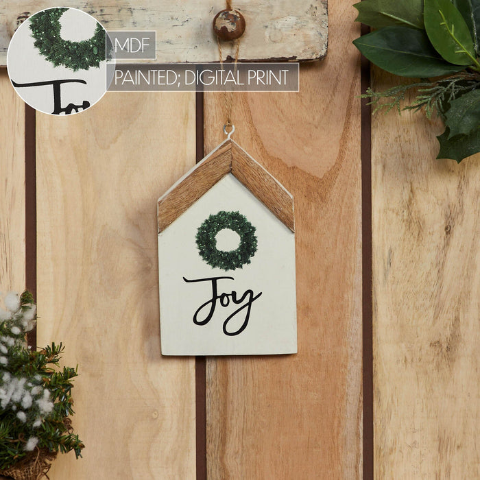 "Joy" Wreath House Ornament - Primitive Star Quilt Shop