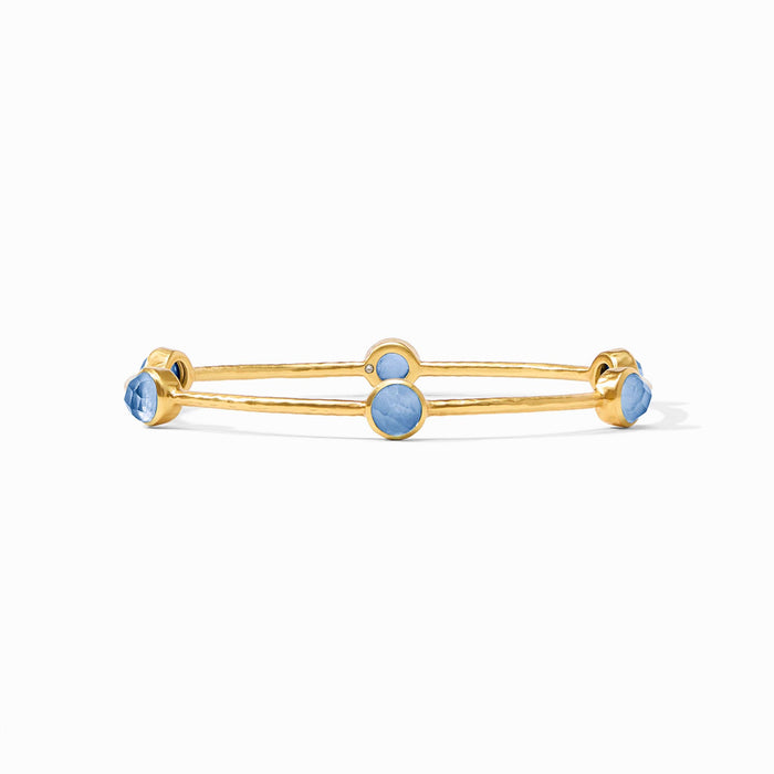 Julie Vos Gold Milano Luxe Bangle -Iridescent Chalcedony Blue -M