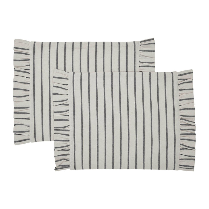 Kaila Blue Stripe Ruffled Placemat - Set of 2 - Primitive Star Quilt Shop