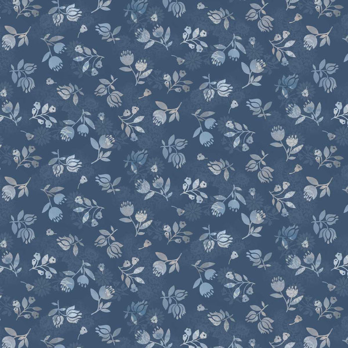 Kindly, Yours - Shaded Flowers in Denim - by Diane Kappa with Studio E Fabrics