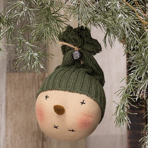 Knit Hat Snowman Head Hanging Ornament - Primitive Star Quilt Shop