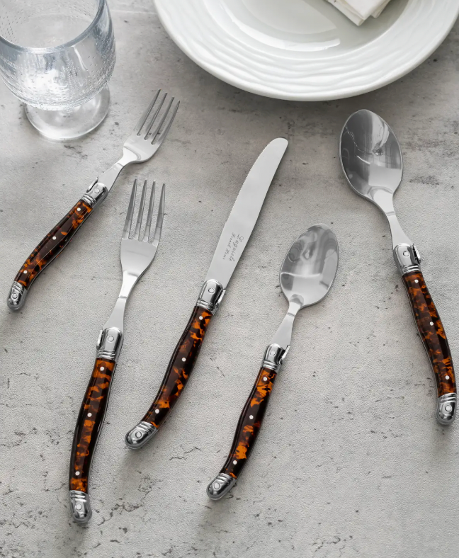 Laguiole Connoisseur 20pc 18/10 Ss Tortoise Flatware Set