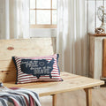 "Land of the Free" America Red Striped Pillow - 14x20" - Primitive Star Quilt Shop