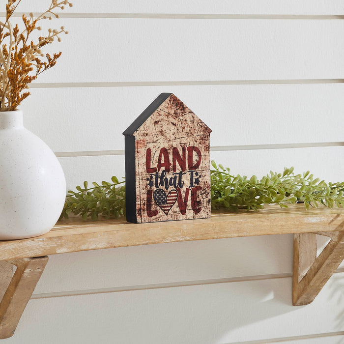 "Land that I Love" Distressed Wood House Sign - 6x4" - Primitive Star Quilt Shop