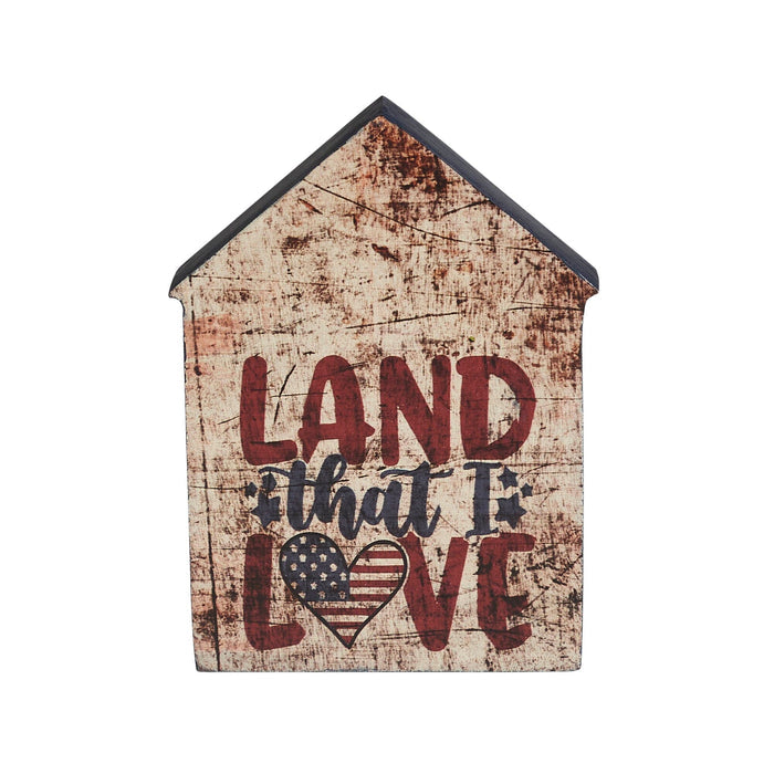 "Land that I Love" Distressed Wood House Sign - 6x4" - Primitive Star Quilt Shop