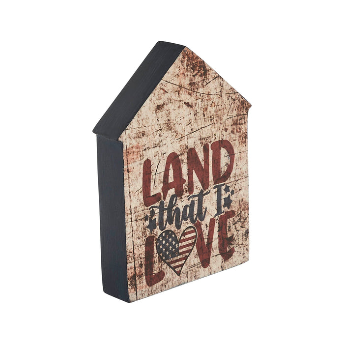 "Land that I Love" Distressed Wood House Sign - 6x4" - Primitive Star Quilt Shop
