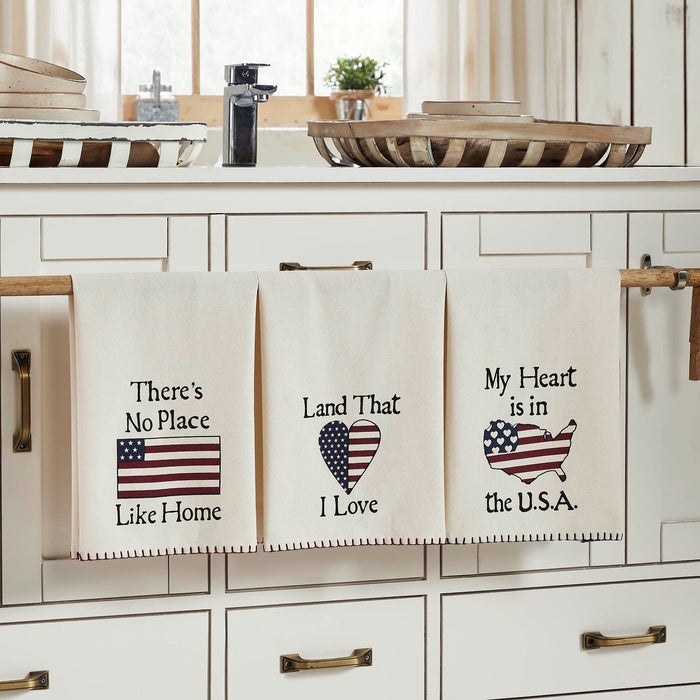 "Land That I Love" Tea Towel - Set of 3 - Primitive Star Quilt Shop