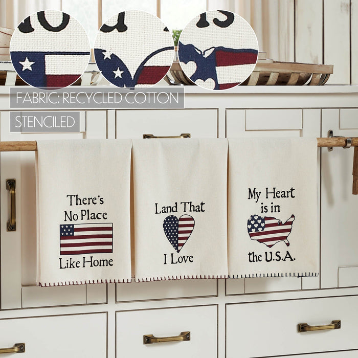 "Land That I Love" Tea Towel - Set of 3 - Primitive Star Quilt Shop
