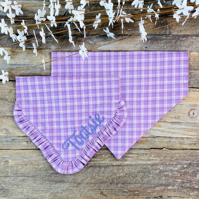 Lavender Plaid Dog Bandana