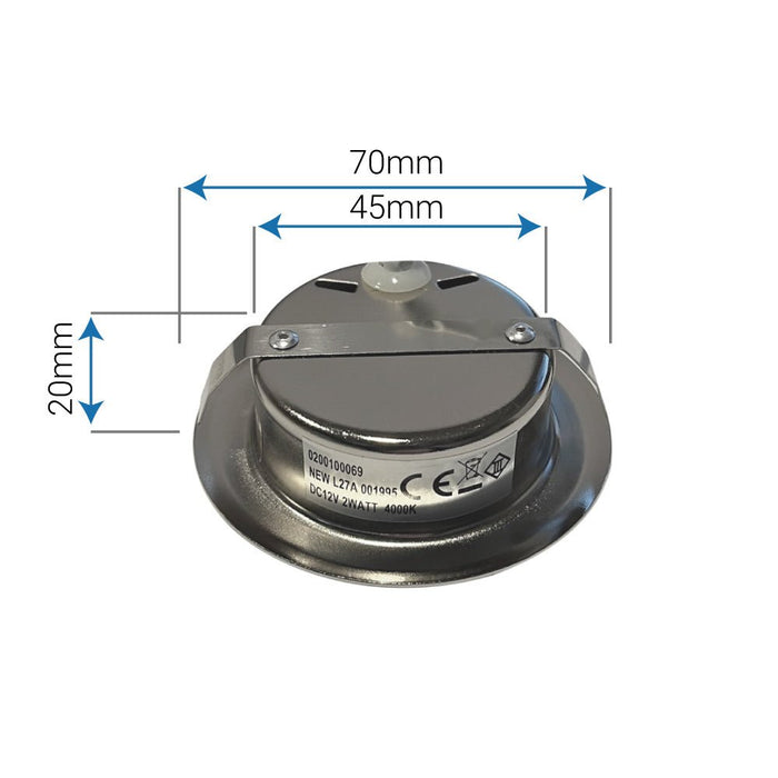 LED Light Fitting 2W 4000K - Brushed Steel - Luxair Cooker Hoods LimitedLED Light Fitting 2W 4000K - Brushed Steel