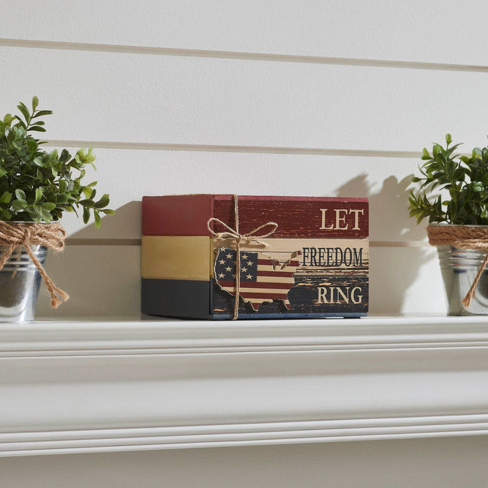 "Let Freedom Ring" Americana Faux Book Stack - 4x6" - Primitive Star Quilt Shop
