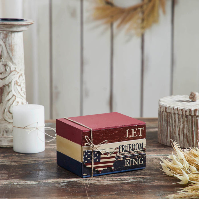 "Let Freedom Ring" Americana Faux Book Stack - 4x6" - Primitive Star Quilt Shop