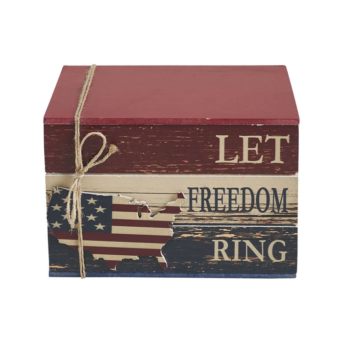 "Let Freedom Ring" Americana Faux Book Stack - 4x6" - Primitive Star Quilt Shop