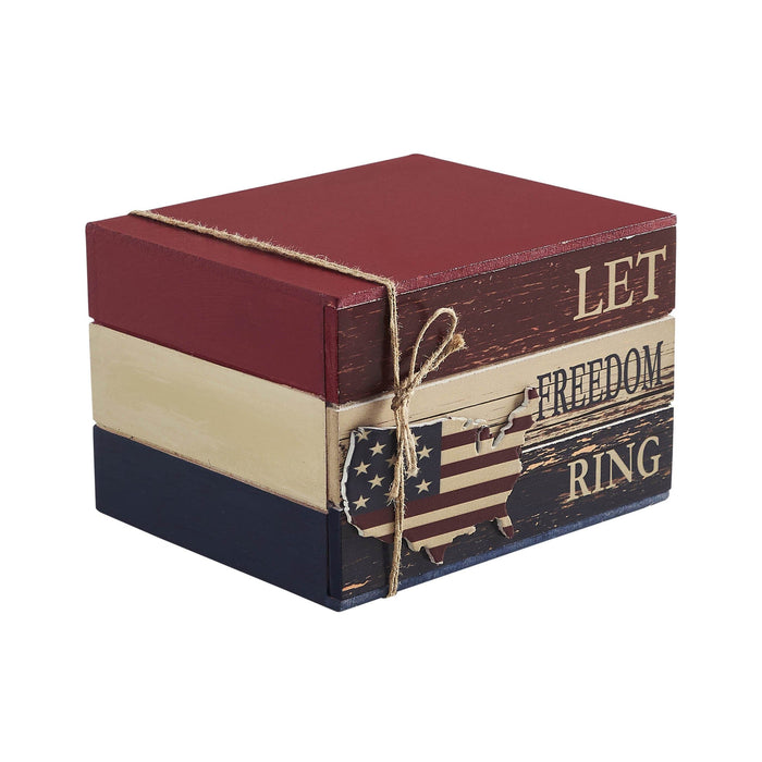 "Let Freedom Ring" Americana Faux Book Stack - 4x6" - Primitive Star Quilt Shop