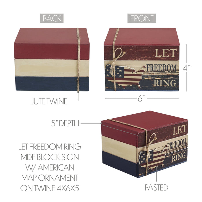 "Let Freedom Ring" Americana Faux Book Stack - 4x6" - Primitive Star Quilt Shop
