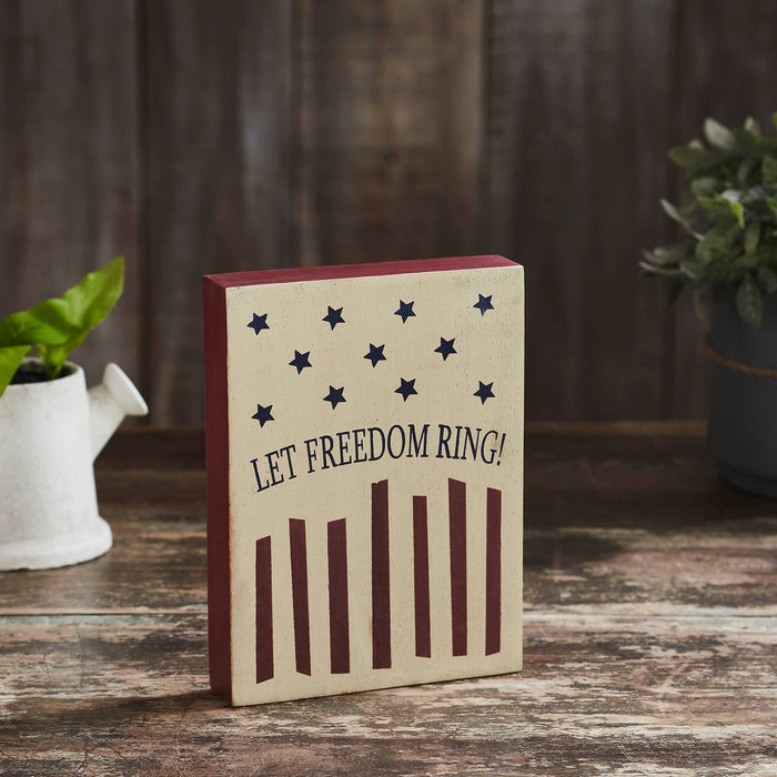 Let Freedom Ring Wood Sign - 8x6" - Primitive Star Quilt Shop
