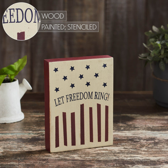 Let Freedom Ring Wood Sign - 8x6" - Primitive Star Quilt Shop