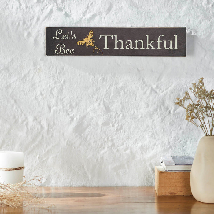 "Let's Bee Thankful" Wood Sign 3x14" - Primitive Star Quilt Shop
