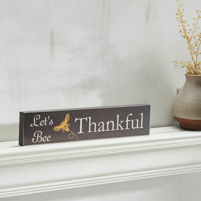 "Let's Bee Thankful" Wood Sign 3x14" - Primitive Star Quilt Shop