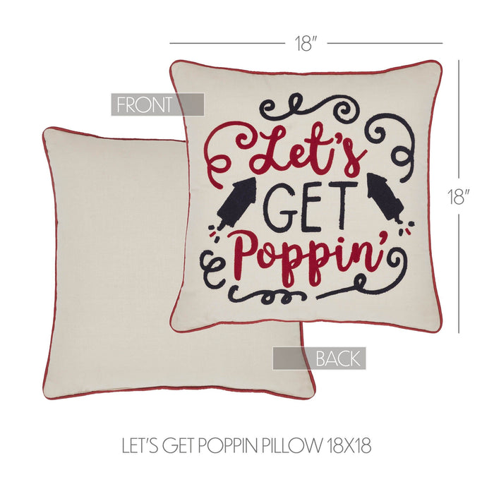 Let's Get Poppin' Pillow 18" - Primitive Star Quilt Shop
