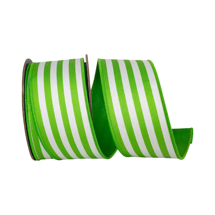Lime Striped Twill Dupioni Ribbon, 2.5" X 10YD