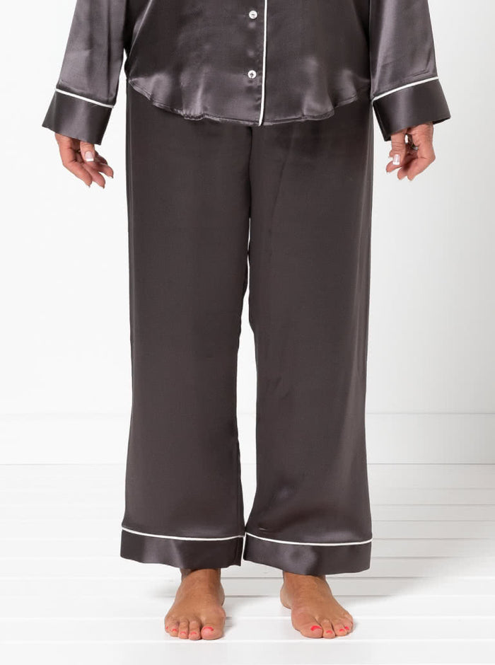 A pair of elegantly crafted loungewear PJ pants with a patch pocket and elastic waistband, made from premium linen fabric.