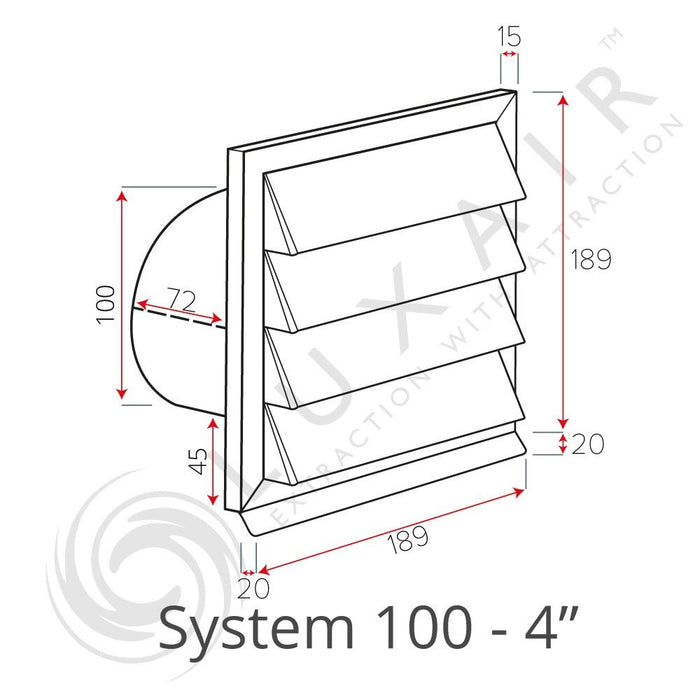Louvred External Wall Vents - Various Colours - Luxair Cooker Hoods Limited
