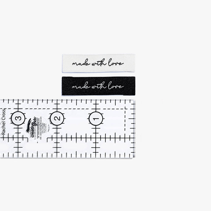 Made With Love woven KATM sewing labels for handmade clothes and DIY sewing projects