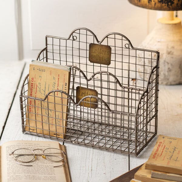 Mail Sorter Aged Nickel Caddy - Primitive Star Quilt Shop