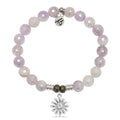 Mauve Jade Gemstone Bracelet with Daisy Sterling Silver Charm