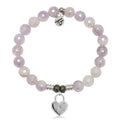 Mauve Jade Gemstone Bracelet with Love Lock Sterling Silver Charm