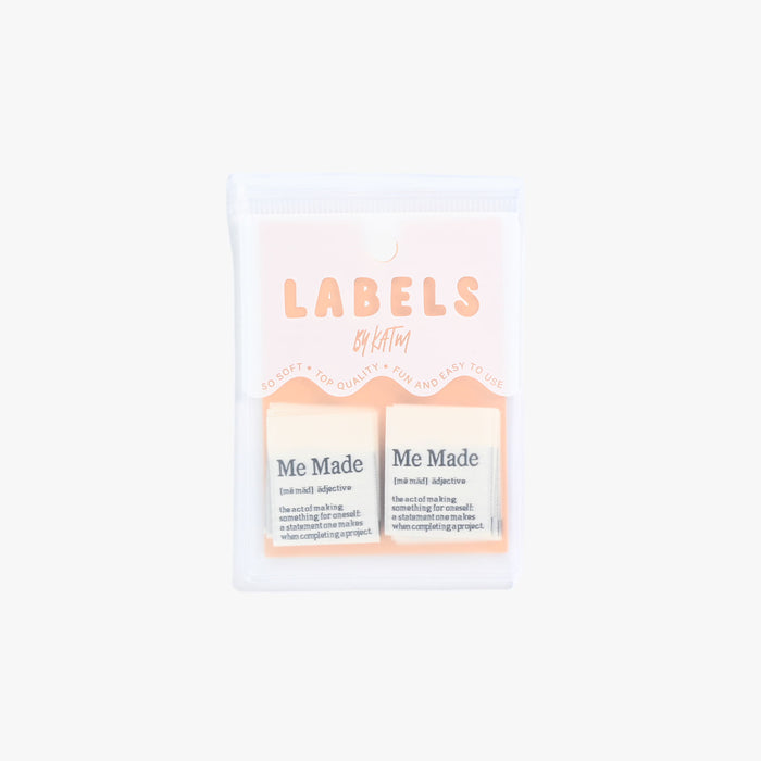 Me Made Definition woven KATM sewing labels for handmade clothes and DIY sewing projects